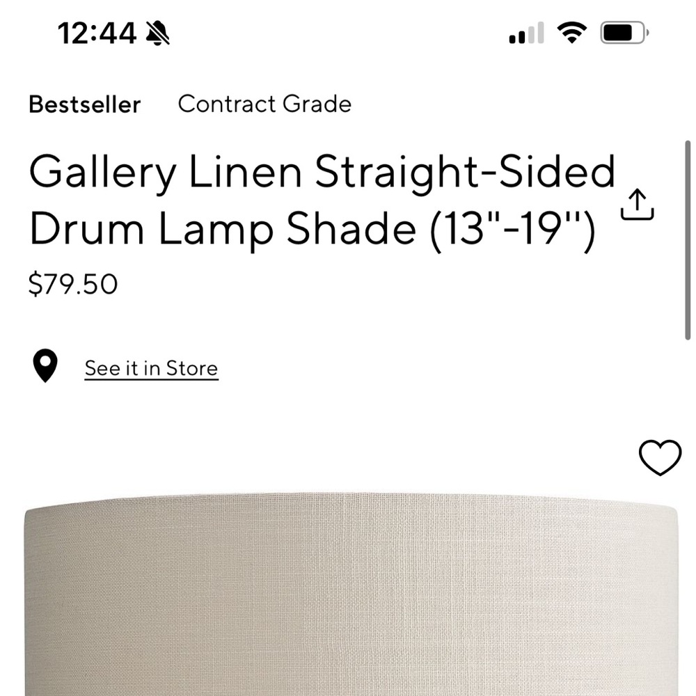 Pottery Barn Gallery Linen Straight-Sided
Drum Lamp Shade